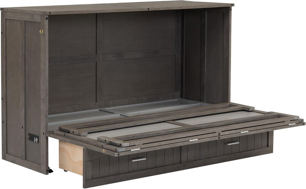 Queen Murphy Bed Cabinet with Drawer and Charging Station G9934