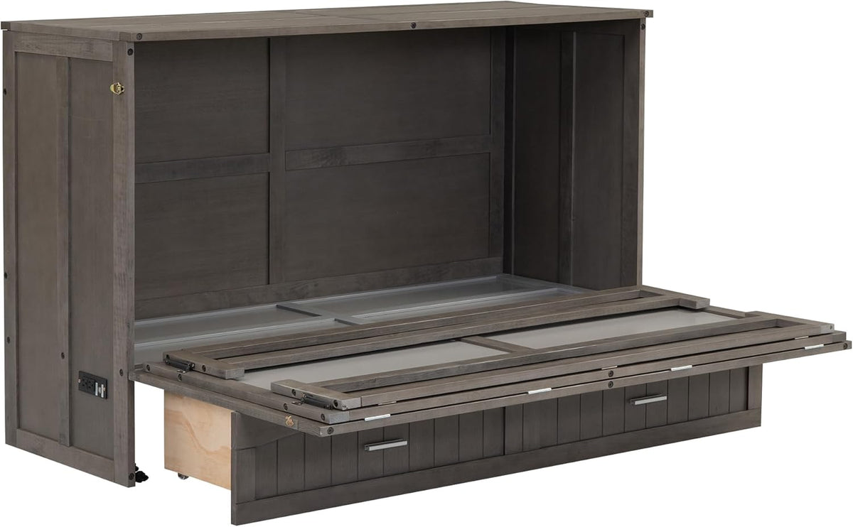 Queen Murphy Bed Cabinet with Drawer and Charging Station G9934