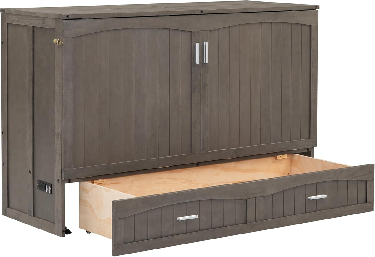 Queen Murphy Bed Cabinet with Drawer and Charging Station G9934