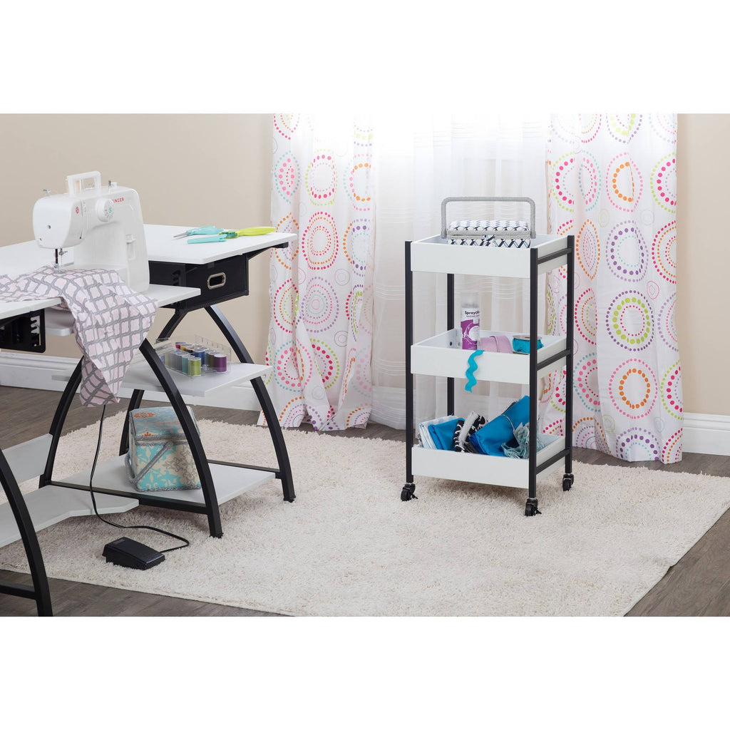 White 3 Bin Rolling Storage Cart L44199