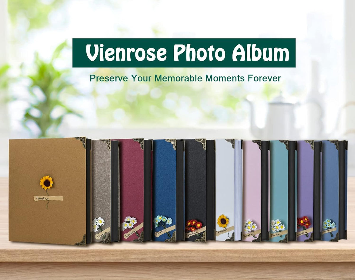 60 Pages Hardcover 8.5x11 Inches 3 Rings Removable Black Paper Scrapbook Photo Album Kit B447