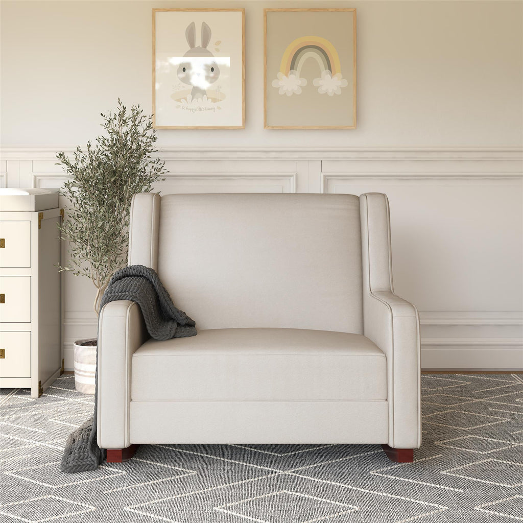Beige Microfiber Double Rocker Chair X178107