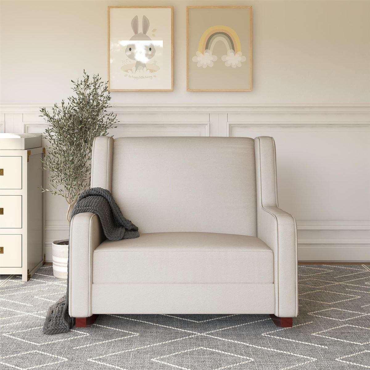 Beige Microfiber Double Rocker Chair X178107