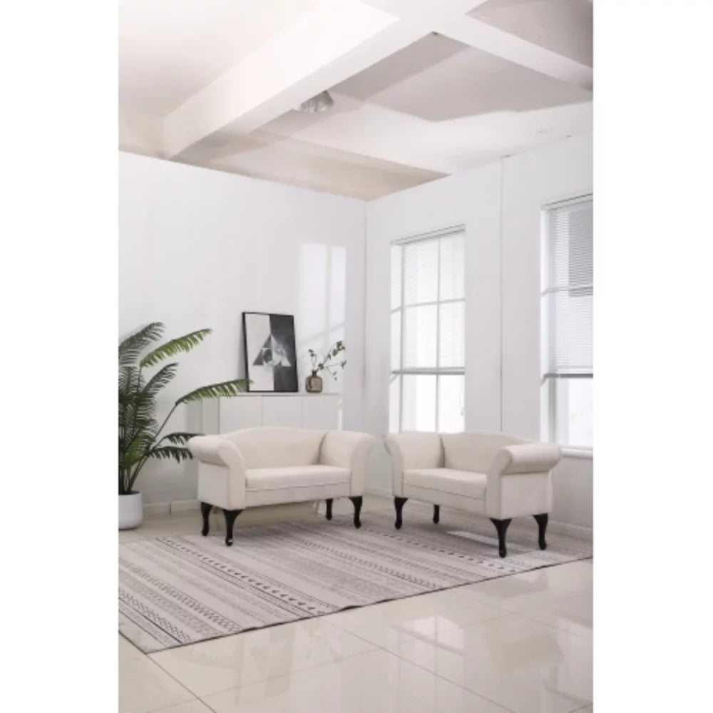 White Small Loveseat Sofa B877
