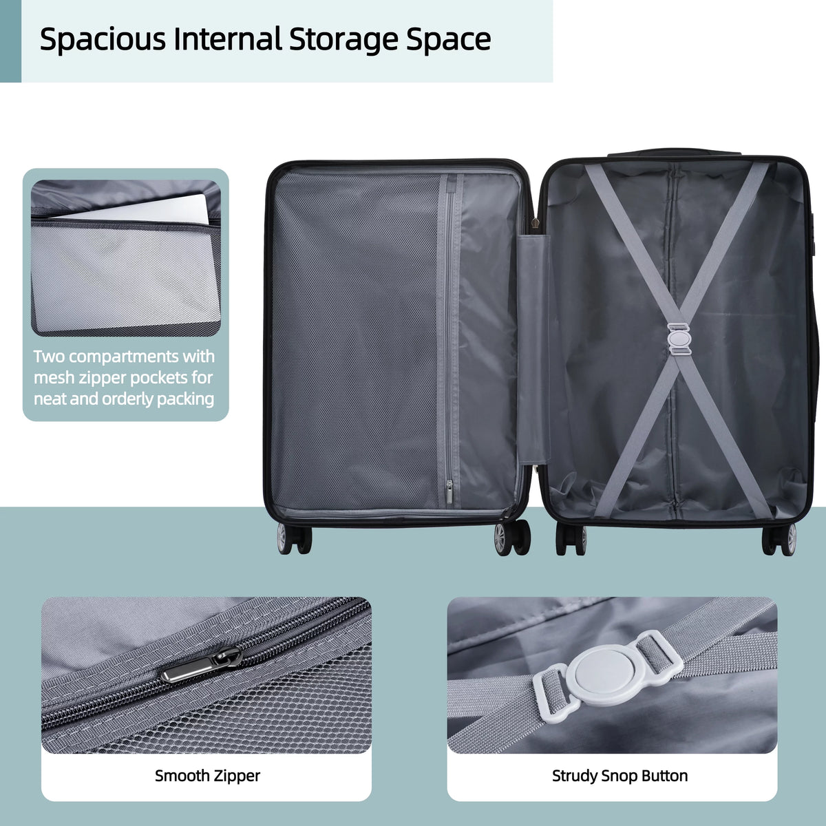 3 Piece Hard Shell Luggage Set with TSA Lock M25239