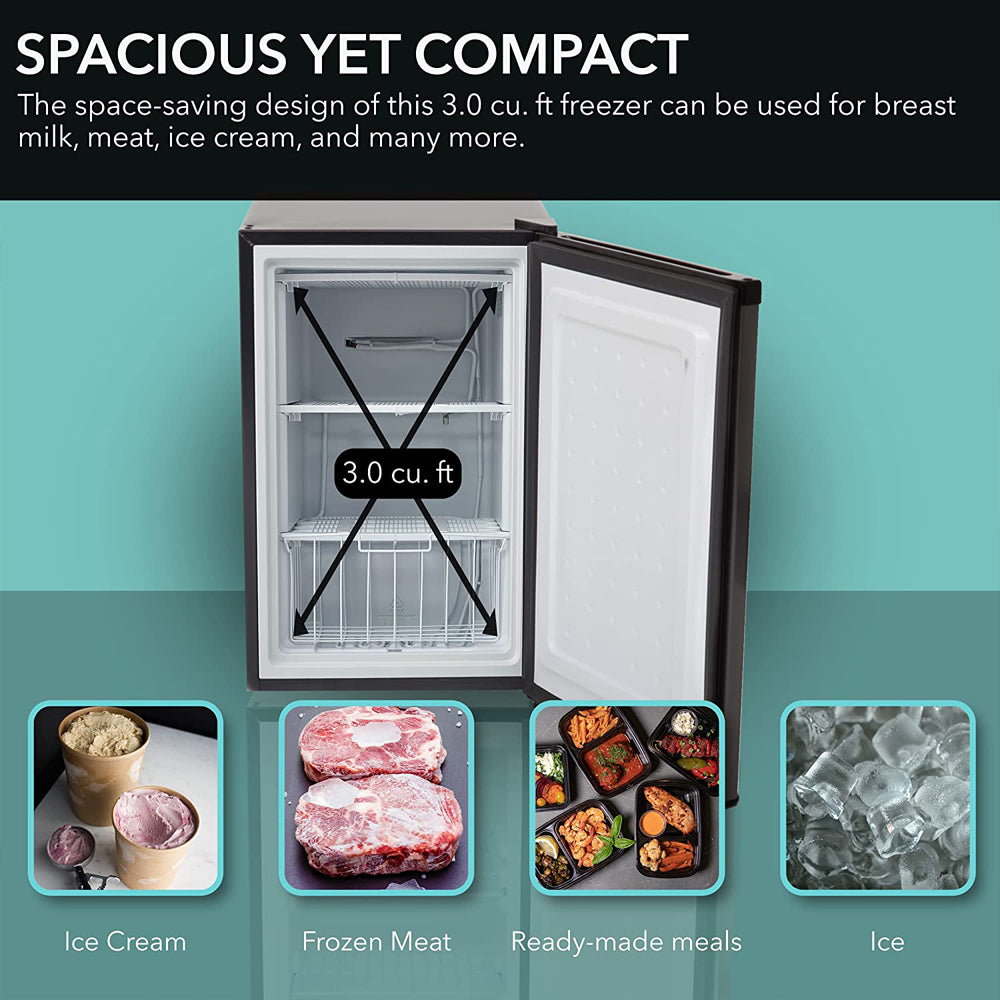 3.0 Cubic Feet Upright Freezer with Lock Black U405347
