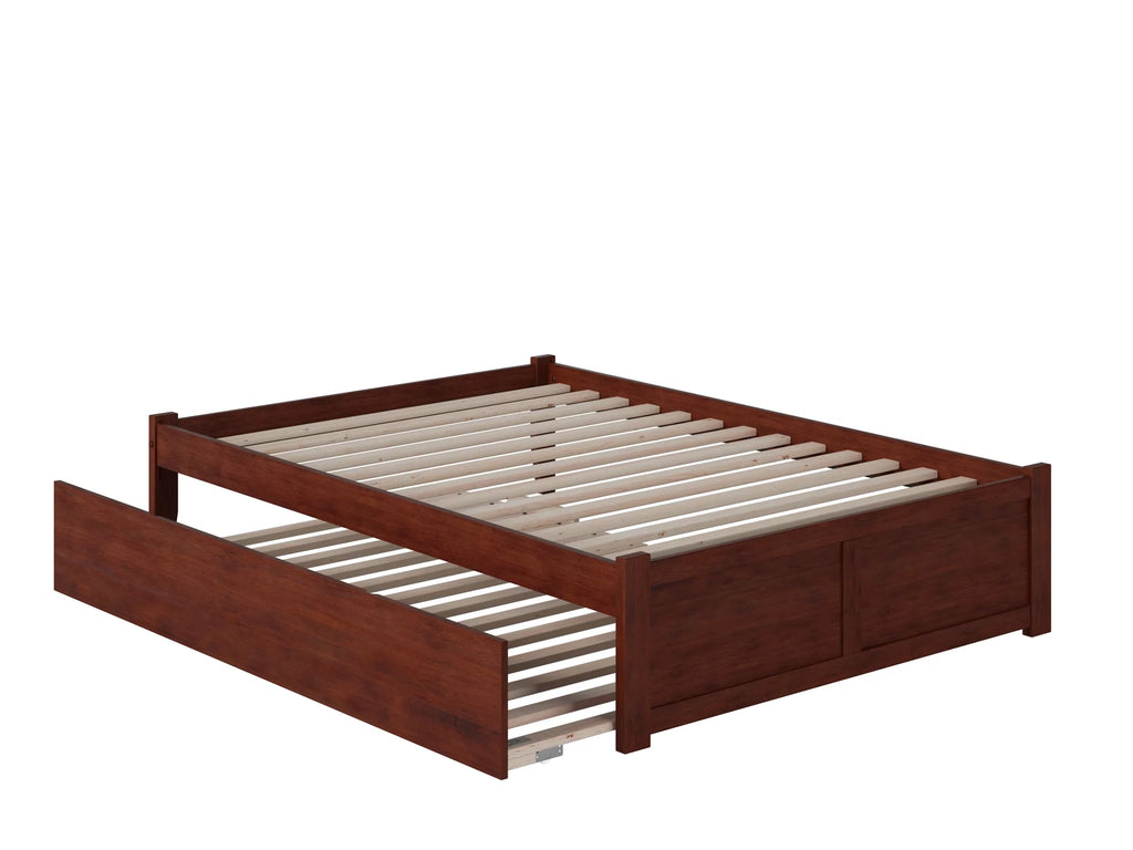 Walnut Full Platform Bed with Trundle V614