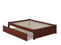 Walnut Full Platform Bed with Trundle V614