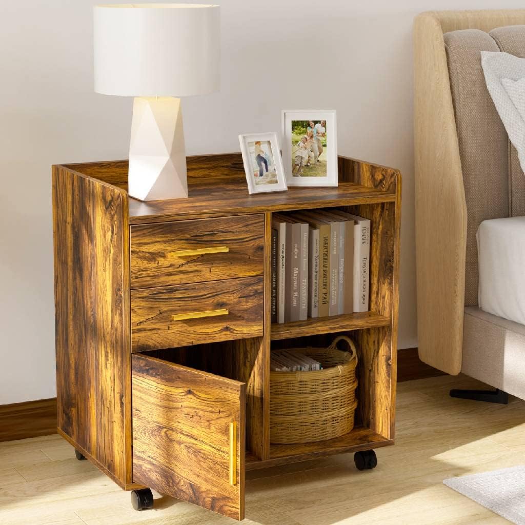 Wood File Cabinet with Storage and Drawers R4440