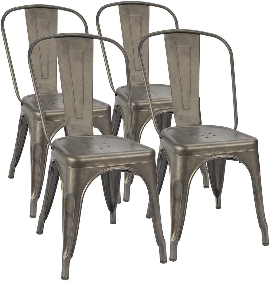 Metal Dining Chairs Set of 4 (Black) L572006