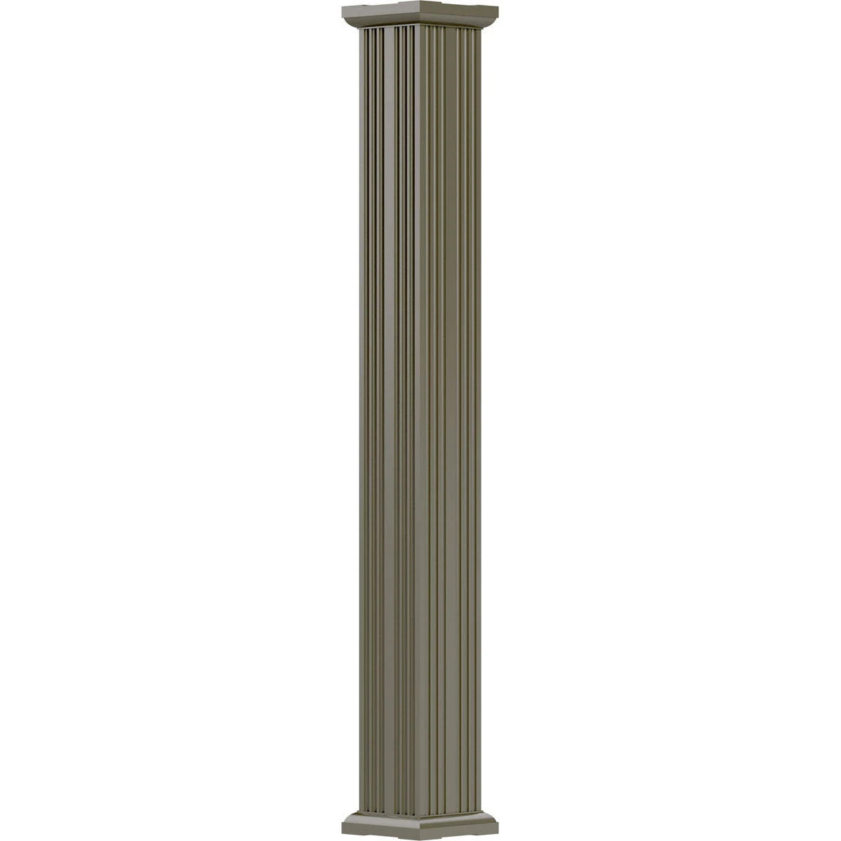 6x22 x 10& Endura-Aluminum Column, Square Shaft, Non-Tapered, Fluted, Clay Finish P2182