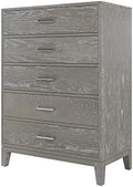 Grey 5-Drawer Dresser Chest of Drawers with Metal Handles O635