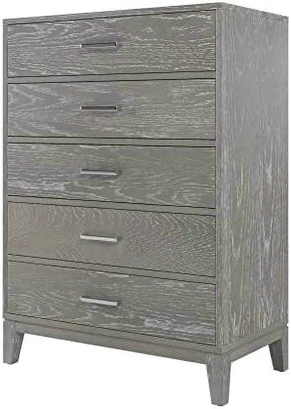 Grey 5-Drawer Dresser Chest of Drawers with Metal Handles O635