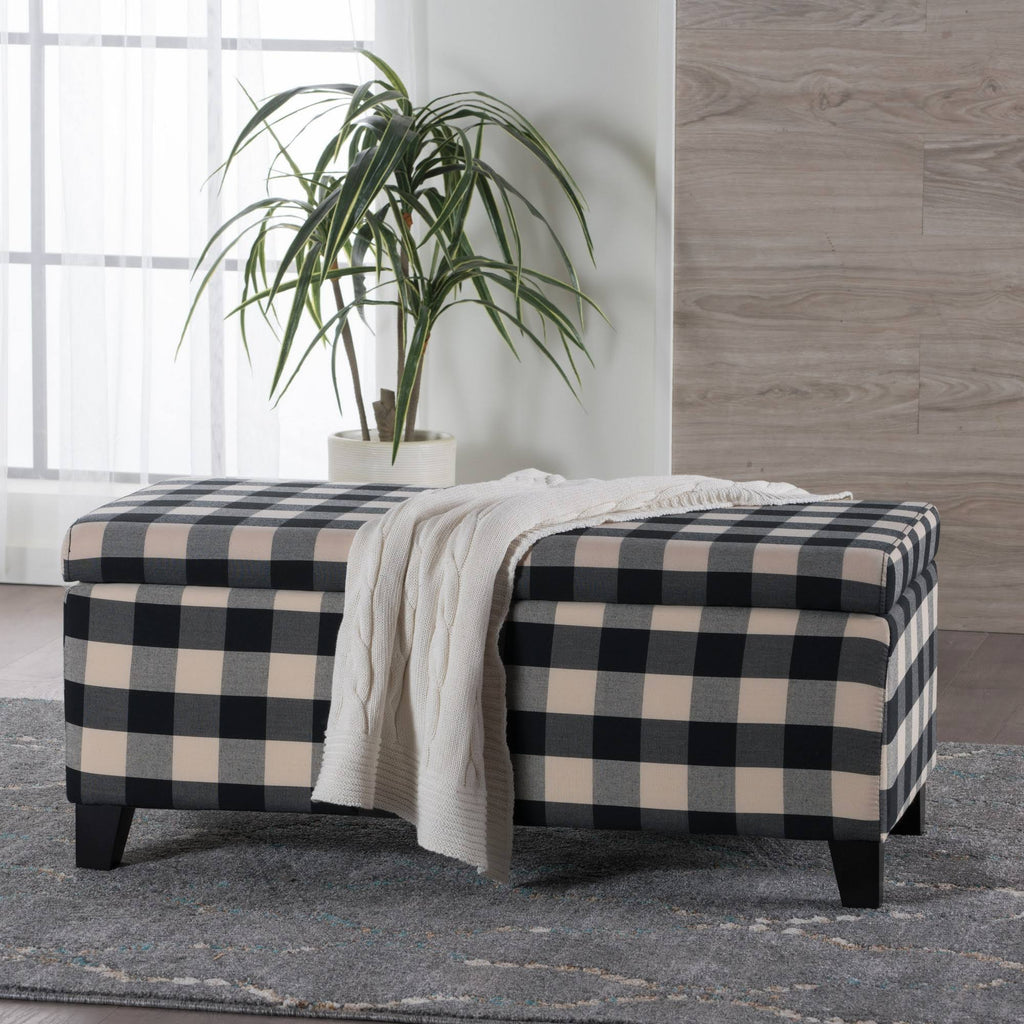 Black Checkerboard Storage Ottoman R849
