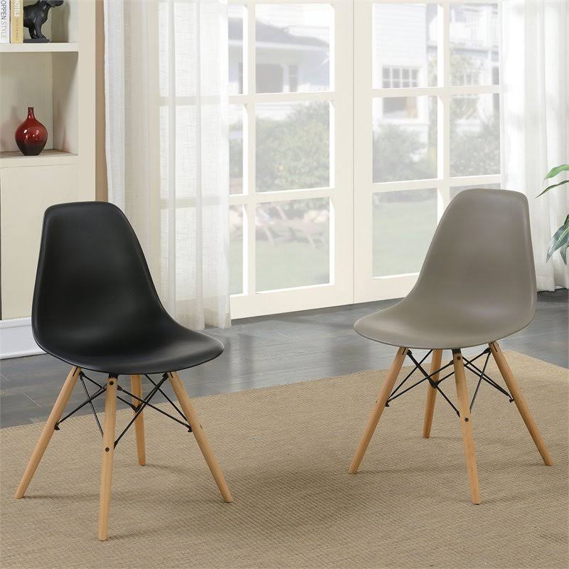 Black Plastic Dining Side Chair Set of 2 P924