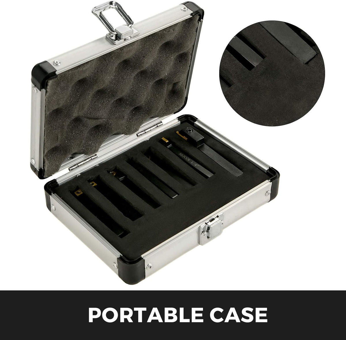 7 Pcs Carbide Lathe Turning Tool Set with Portable Case T449061