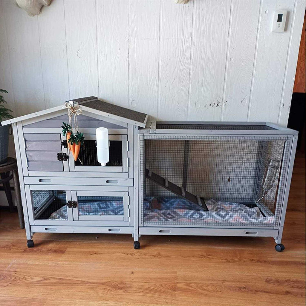 Rabbit Hutch with Casters and 3 Pull Out Tray U22559