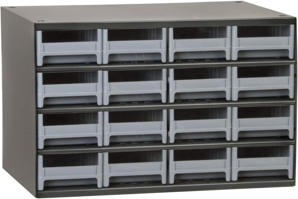 16-Drawer Steel Parts Craft Storage Cabinet Hardware Organizer, Gray, Black G68173