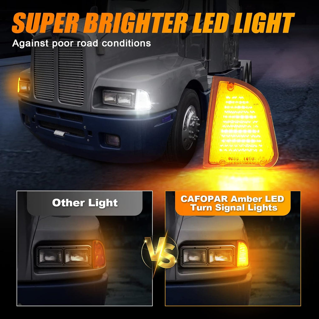 Front LED Turn Signal and Parking Lights Assembly, Amber and White, Clear Lens, Pack of 2 P265