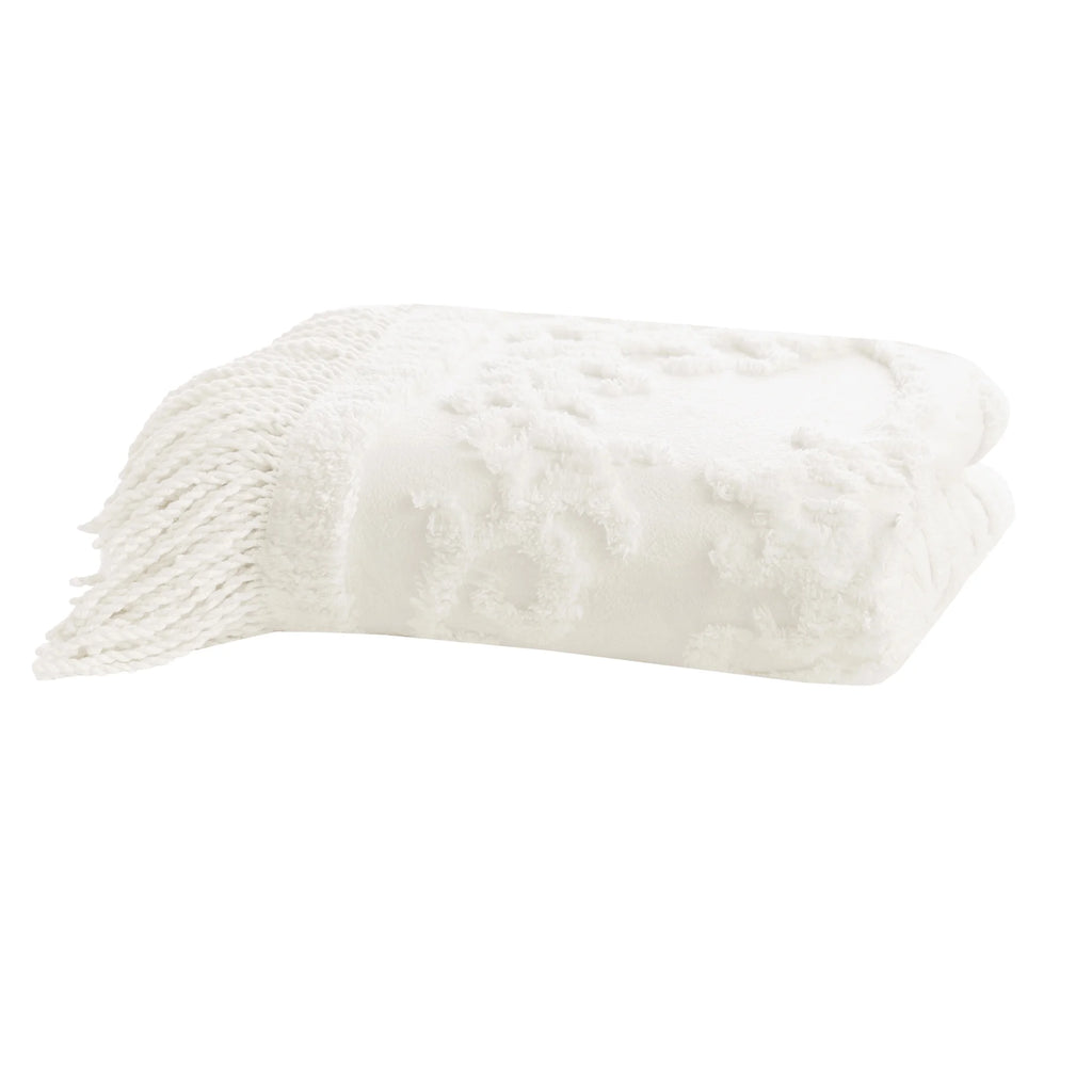 Off-White Chenille Tufted Throw, 50" x 60" A6928