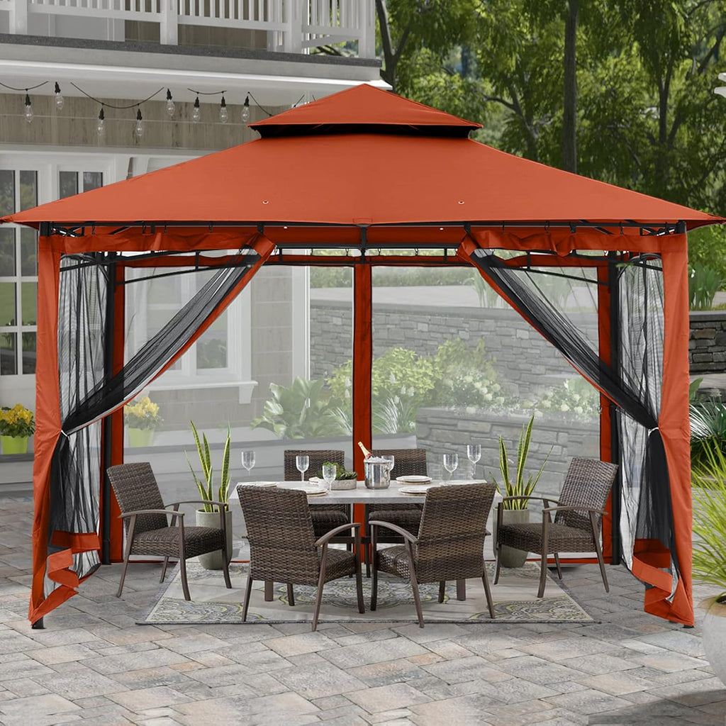 10x10 Gazebo with Netting, Khaki R920412