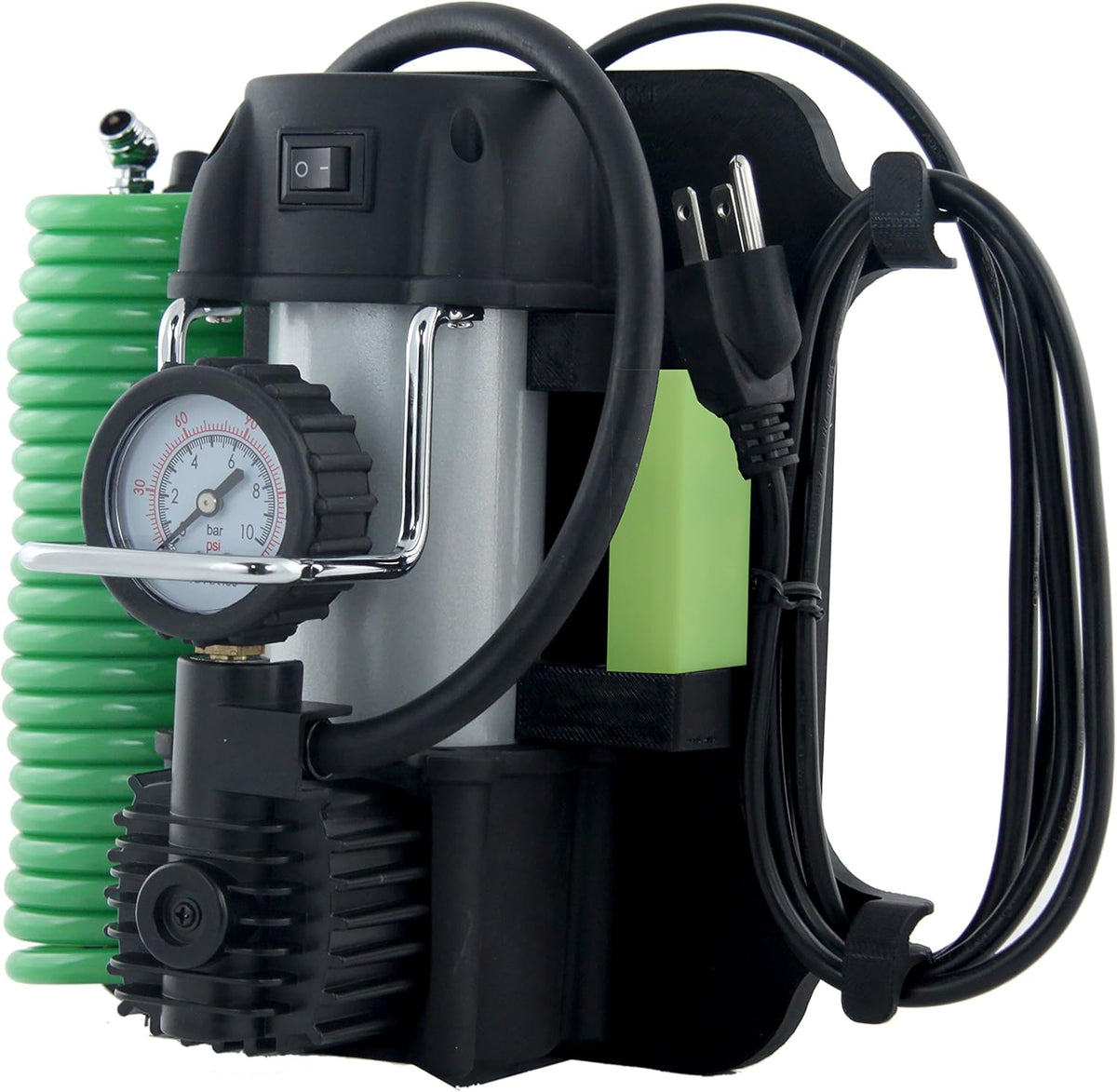 Heavy Duty 120V Tire Inflator Air Compressor with Analog 150 psi Dial Gauge and LED Light Pack of 2 Q483