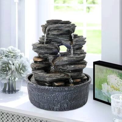 9.8 inch 5-Tier Indoor Tabletop Water Fountain with LED D32463
