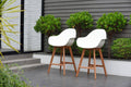Set of 2 Brown Wood Frame Stationary Bar Stool Chair A8513
