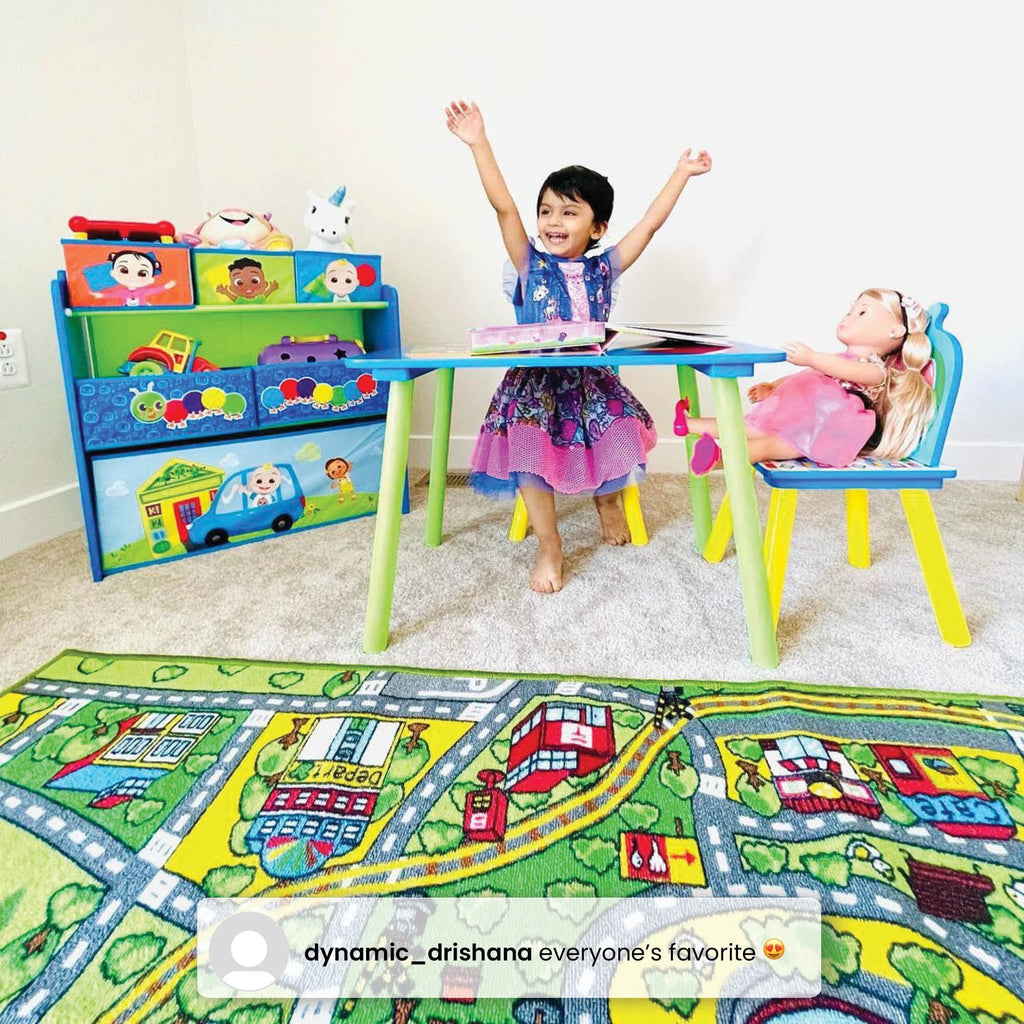 4-Piece Toddler Playroom Set with Play Table and 6 Bin Toy Organizer S3235