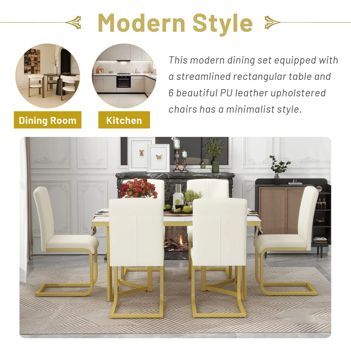 7-Piece Modern Dining Table Set J439