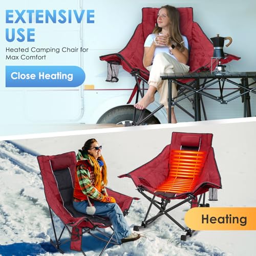 XL Oversized Heated Rocking Camping Chair with 3 Heat Levels M52365