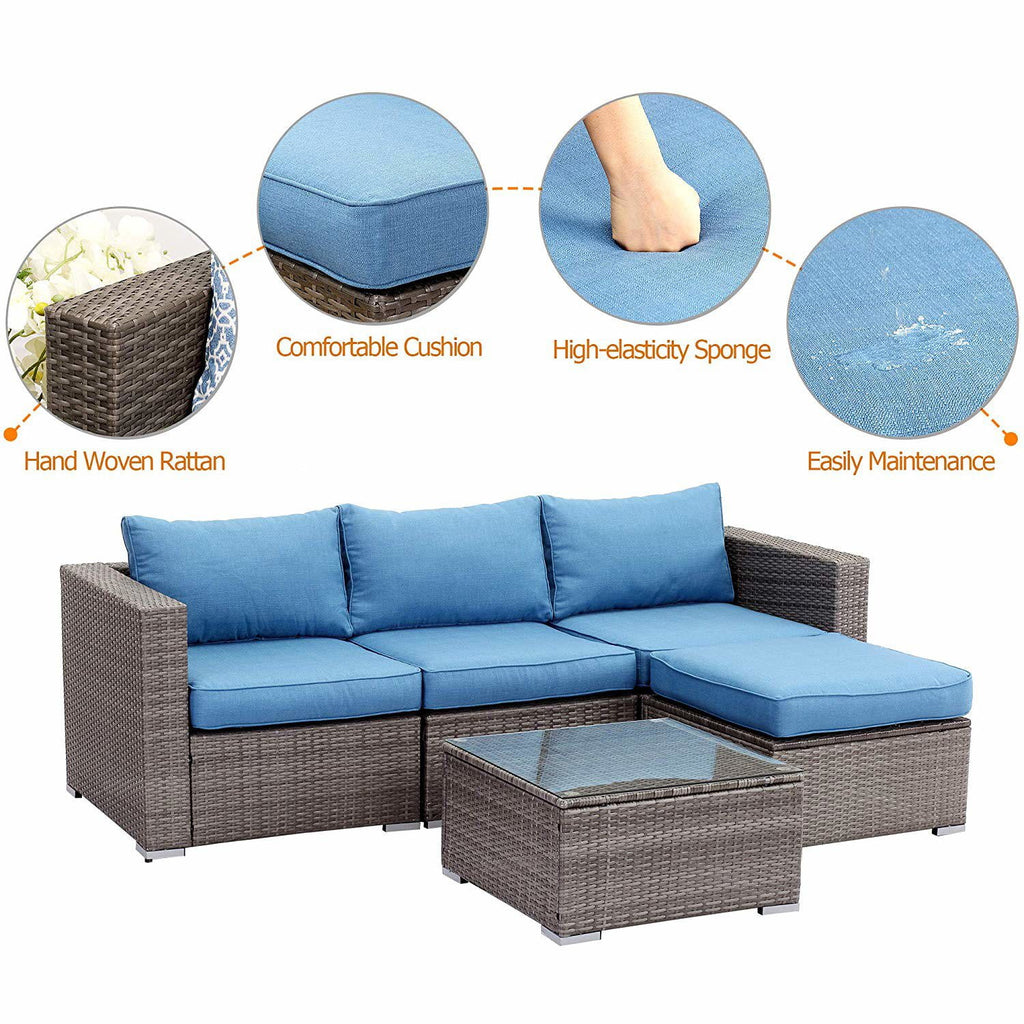 6 Pcs Outdoor Wicker Rattan Furniture Set with Cushions P80795