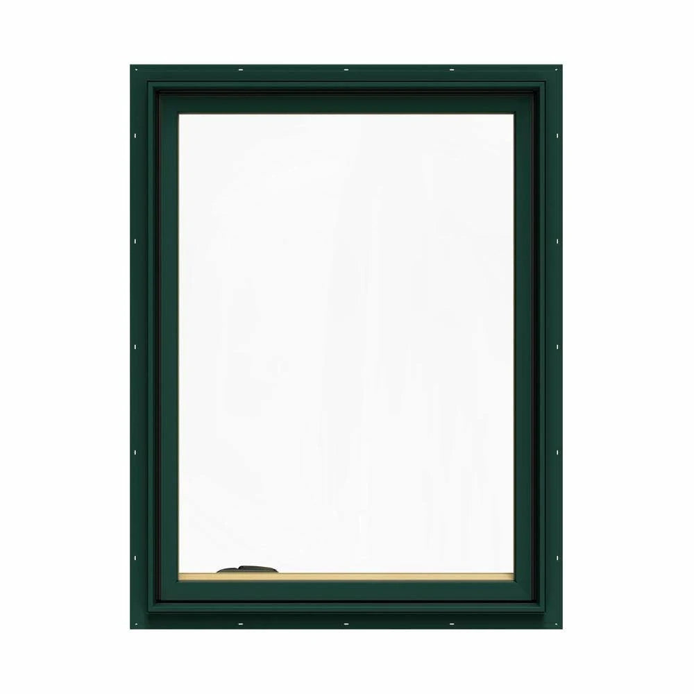 30.75 in. x 40.75 in. Green Painted Clad Wood Left-Handed Casement Window with Mesh Screen T811