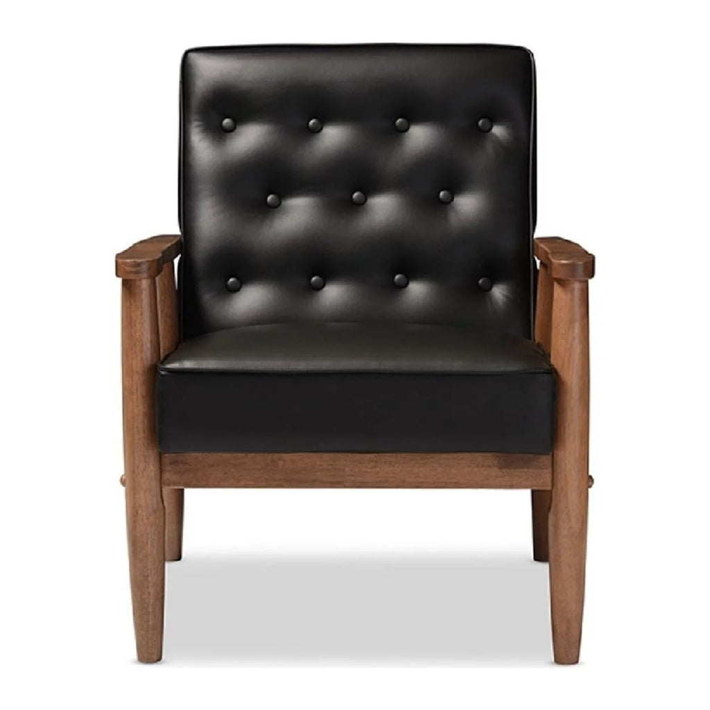 Black Faux Leather Upholstered Wooden Lounge Chair M176971