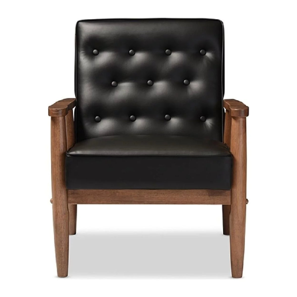 Black Faux Leather Upholstered Wooden Lounge Chair M176971