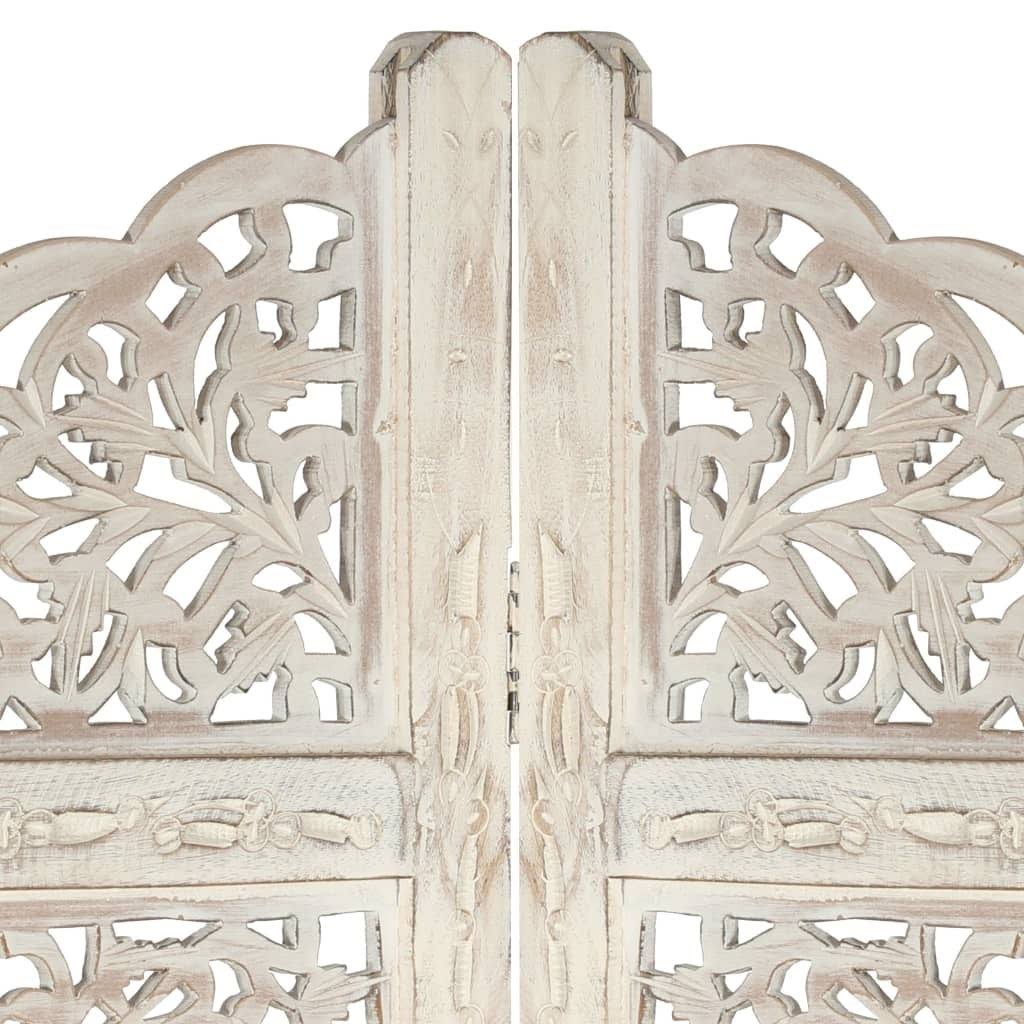 White 4-Panel Solid Mango Wood Room Divider H191