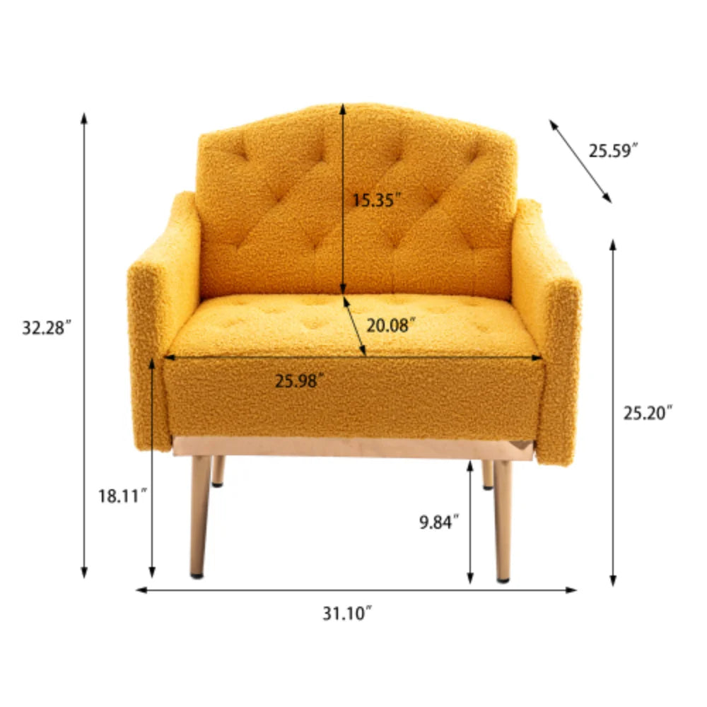 Mustard Teddy Accent Chair with Metal Feet Y21072