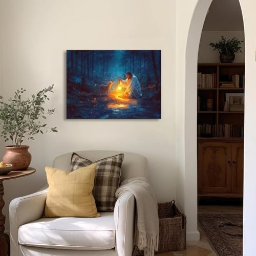 Jesus and Lamb Canvas Wall Art F735