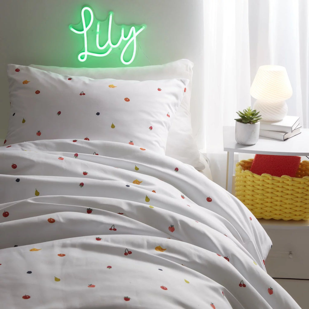 White Rainbow Fruits Full/Queen Comforter and Sham Set U725326