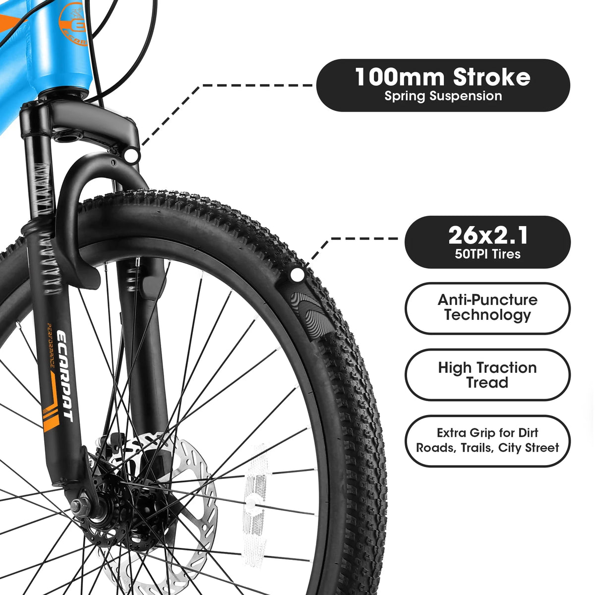 26 Aluminum Mountain Bike with Disc Brakes & Suspension B48266