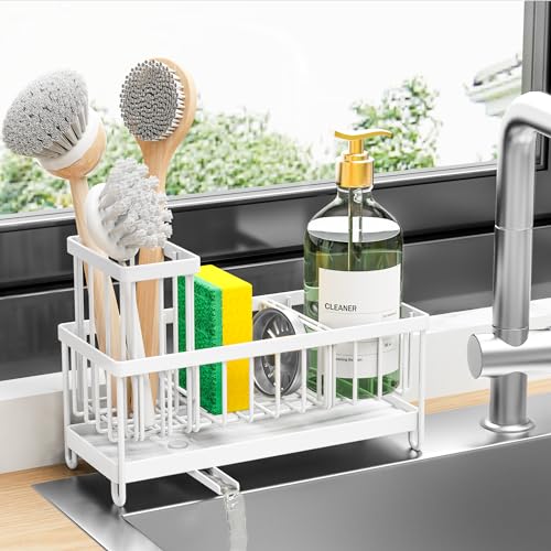 Gold Stainless Steel Sponge Holder with Brush Holder B9065