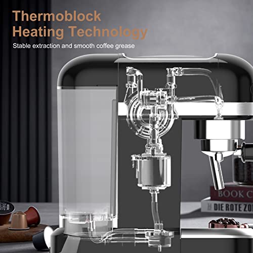 Black 20 Bar Espresso Machine with 1.4 L Water Tank D2736