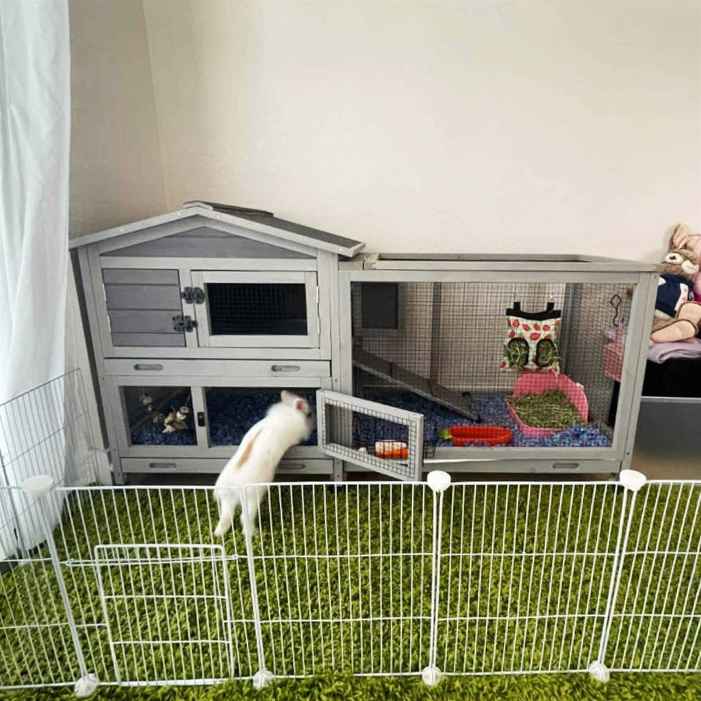 Rabbit Hutch with Casters and 3 Pull Out Tray U22559