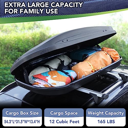 Black Dual-Side Opening Hard-Shell Roof Cargo Box Carrier W44816