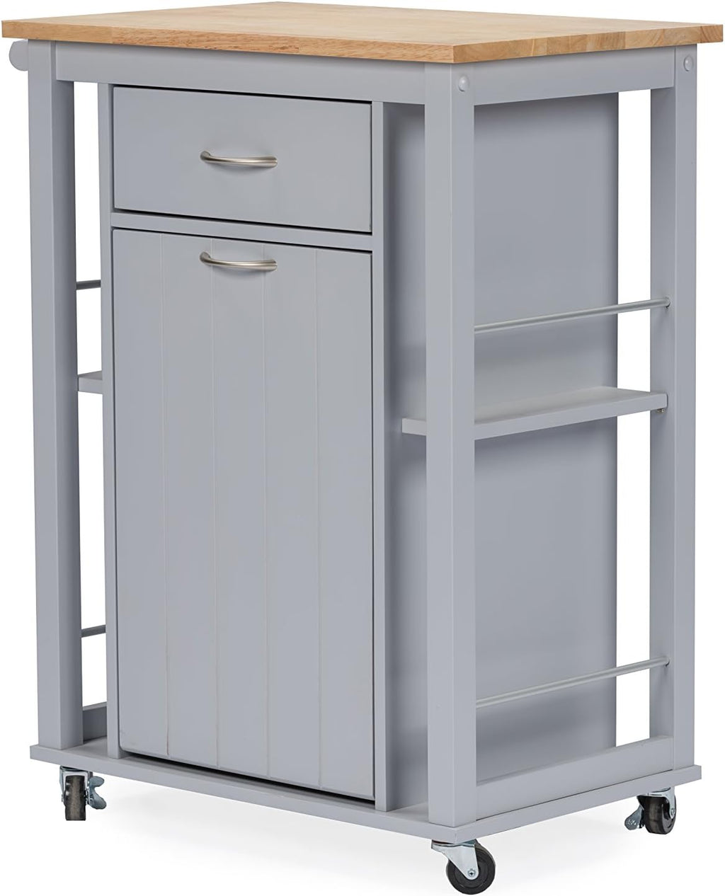 Light Grey Kitchen Cart with Wood Top I4926