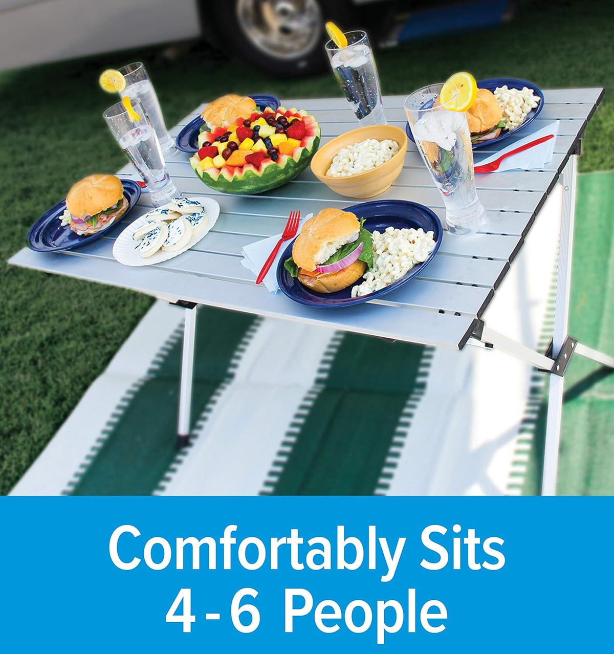 Aluminum Roll-Up Campsite Table with Carrying Bag F75261