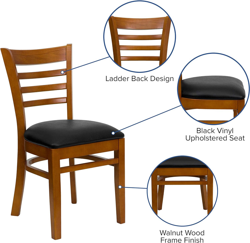 Black Vinyl Seat Ladder Back Chair Z3375
