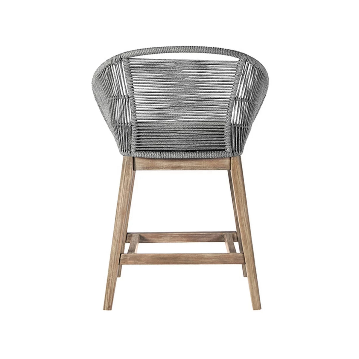 26 Inch Teak Wood Rope Woven Counter Stool Chair I98460