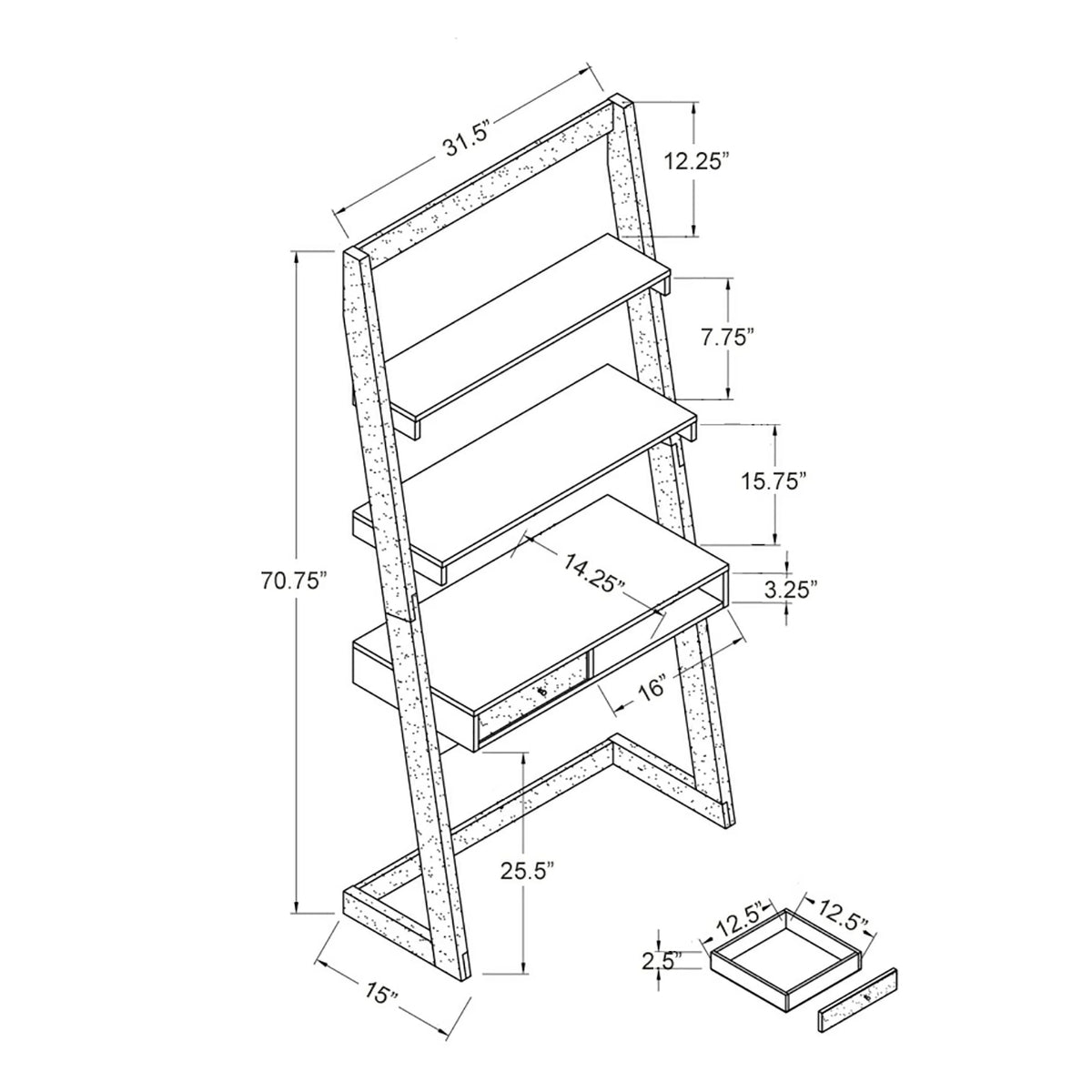 White Oak Wood Multi-Storage Desk P21932