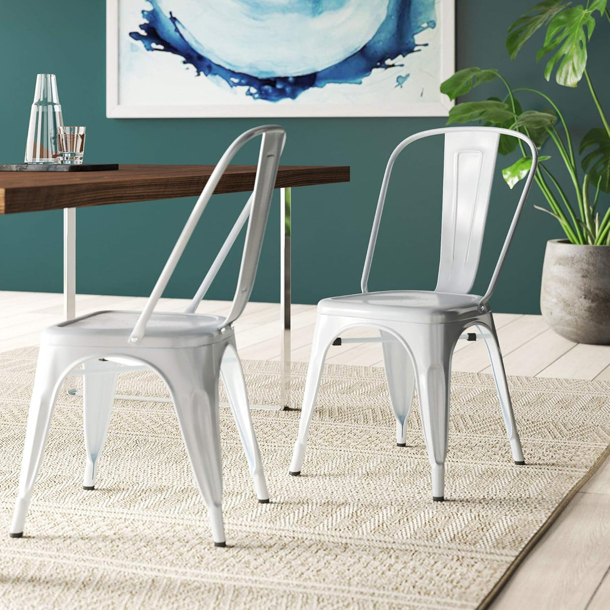 Set of 4 Stackable Metal Dining Chair X3588